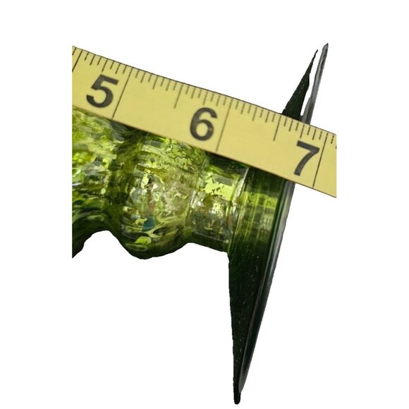 Vintage Green Glass Compote Dish, 7" Tall x 10" Wide Pedestal Bowl Decorative - Picture 8 of 8